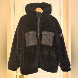 ALO Yoga Black Sherpa Jacket - Small, Boxy Oversized Fit